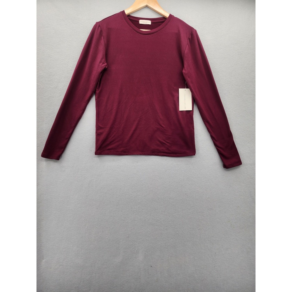 Frankee & Skylarr Burgundy Fleece Lined‎ Long Sleeve Top Crewneck Wine Red Large